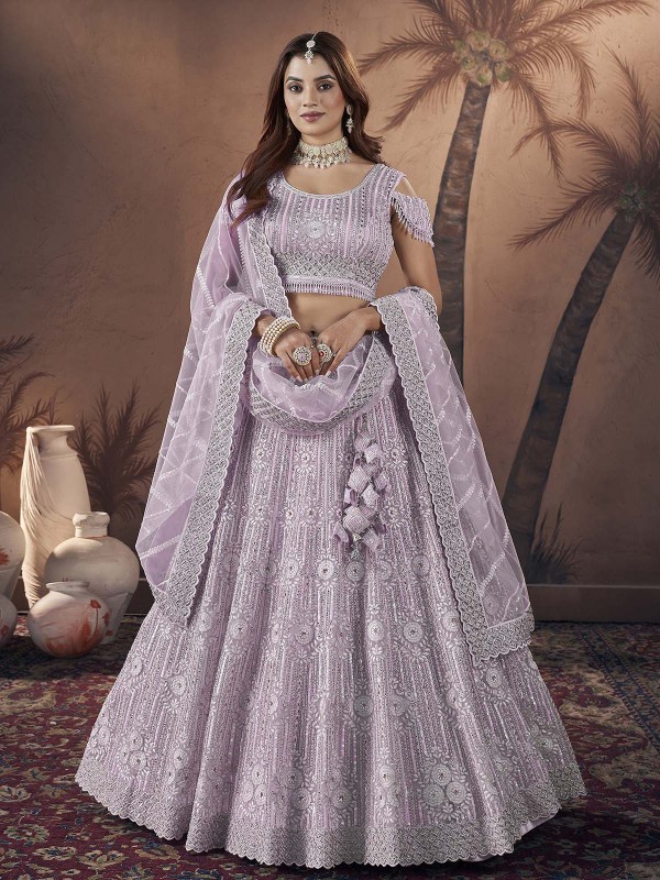 Lavender Premium Net Lehenga Choli